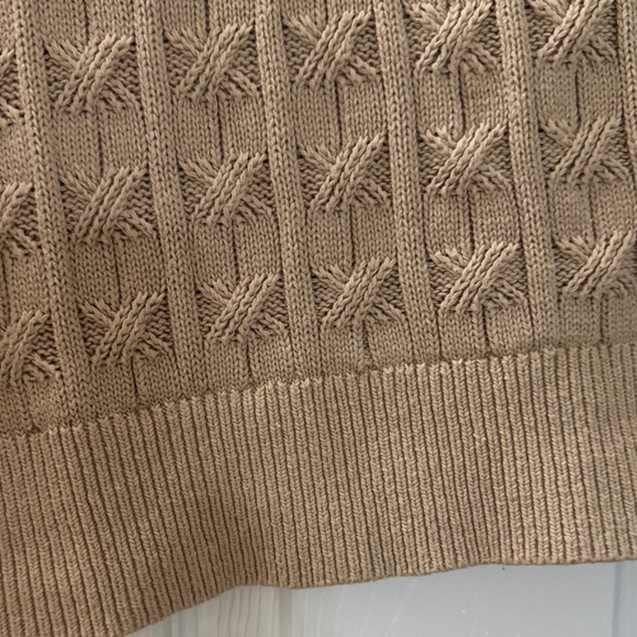 Tommy Hilfiger Tan Cable Knit Crewneck Sweater - Picture 5 of 5